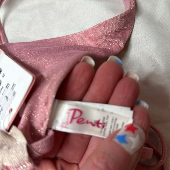 Penti Pink Shimmer Ruffle String Bikini. New. Size 36 top and size 40 bottom. - Picture 10 of 14